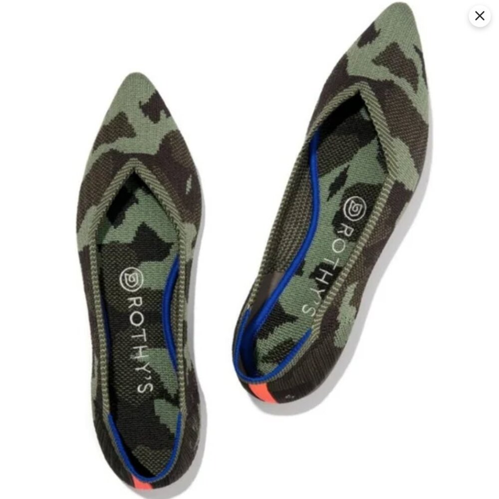 Rothy's The Point in Olive Camo NWT